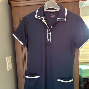 Cracked Wheat Navy & White Dress